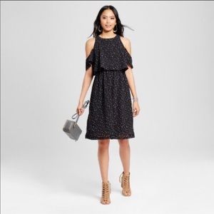 Mossimo Black White Polka Dot Knee Length Dress